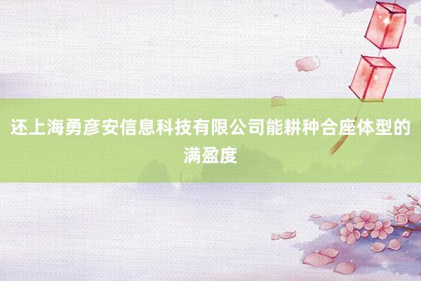 还上海勇彦安信息科技有限公司能耕种合座体型的满盈度